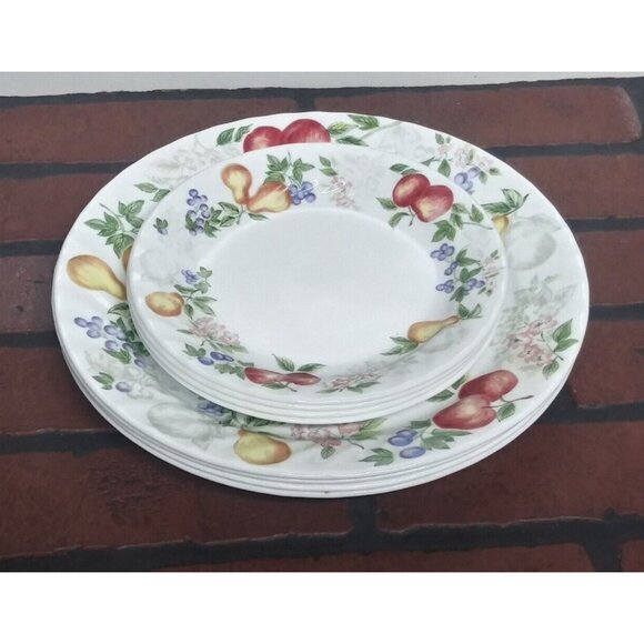 24pc Corelle Chutney Dinnerware set Plates/Bowls/Cups Saucers swirl fruit design - Picture 5 of 16